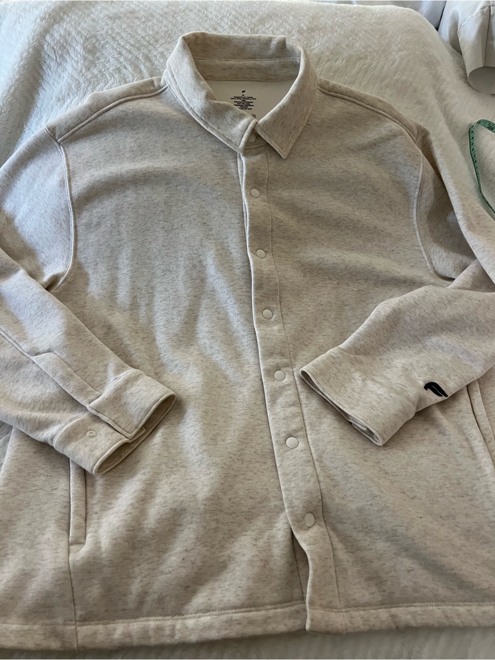 Fabletics Gray Snap-Front Shirt Size XL